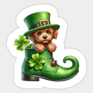 Poodle Dog Shoes For Patricks Day Sticker